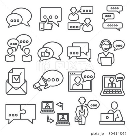Communication line icons set on white background 80414345