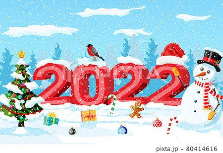 Merry Christmas and New Year Holiday Greeting Card 80414616