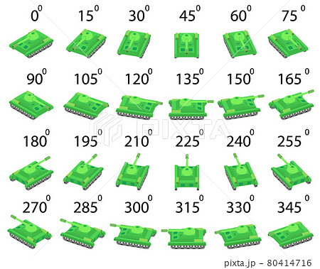 A set of 24 tanks for video games in isometric view.  80414716