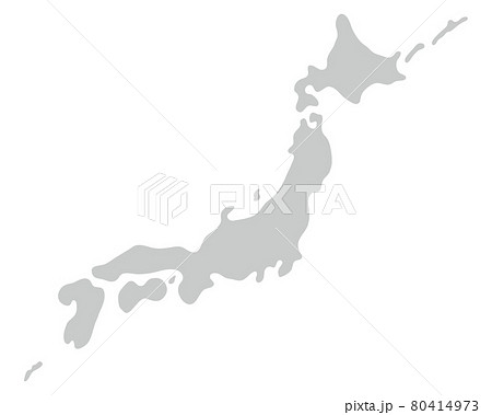 シンプルな日本地図のシルエットのイラスト素材