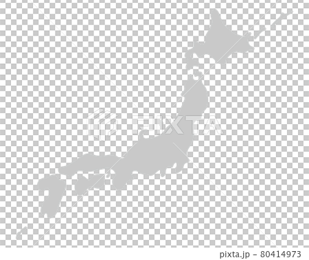 シンプルな日本地図のシルエットのイラスト素材