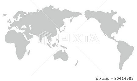 シンプルな世界地図 細部省略 太平洋中心のイラスト素材