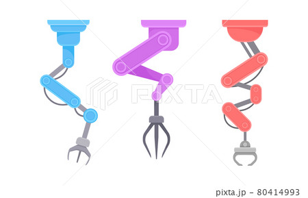 Robotic Mechanical Programmable Arm with Joints for Industrial Assembly Operation Vector Set 80414993
