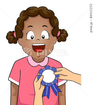 Kid Girl Black Receive Award Ribbon Illustration Kid Girl Black Receive Award Ribbon Illustration 80415252