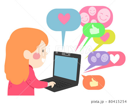 Kid Girl Internet Laptop Compliments Illustration Kid Girl Internet Laptop Compliments Illustration 80415254