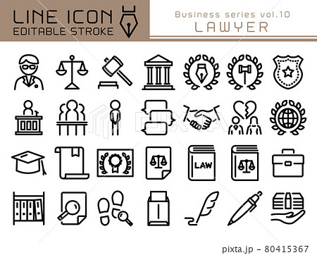 ラインアイコン　ビジネスシリーズvol.10　弁護士　裁判 80415367