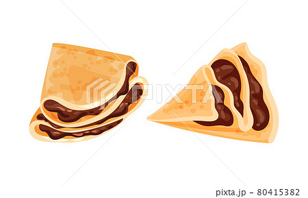 Sweet Crepe or Pancake Served with Chocolate Filling Vector Set Sweet Crepe or Pancake Served with Chocolate Filling Vector Set 80415382