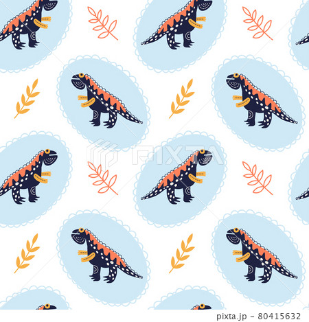 Vector illustration of seamless pattern with dinosaur. 80415632