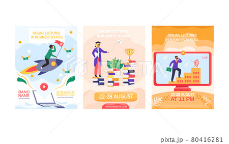 Set of illustrations about online lectures in business school. Investment, innovation, business idea 80416281
