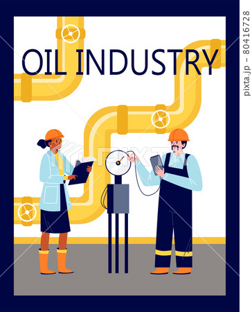 Banner with oil industry or fuel factory engineers, flat vector illustration. Banner with oil industry or fuel factory engineers, flat vector illustration. 80416728