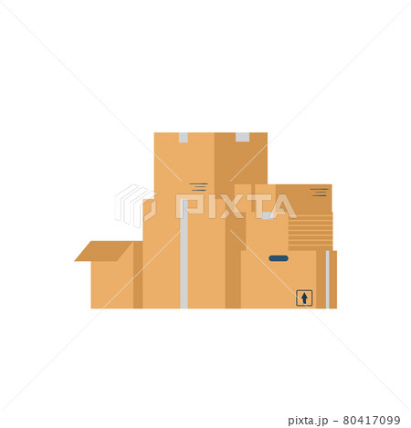 Pile of stacked cardboard boxes for packaging and shipping fragile things. Pile of stacked cardboard boxes for packaging and shipping fragile things. 80417099