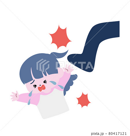 虐待を受け泣き叫ぶ女の子 80417121