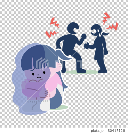 喧嘩する親と、隅にいる女の子 80417126