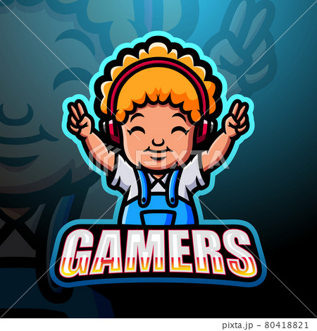 Gamer Boy Mascot Esport Logo Design のイラスト素材