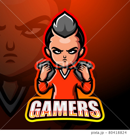 Gamer Boy Mascot Esport Logo Design のイラスト素材