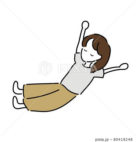 疲れて伸びをするイラストのイラスト素材