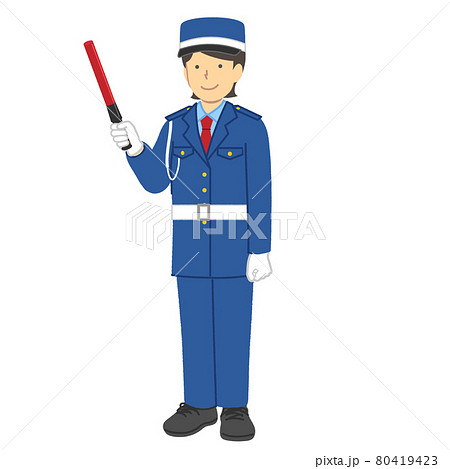 警備員の女性 全身のイラスト素材
