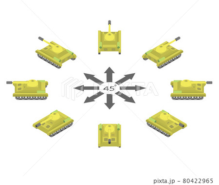 Rotation of yellow tank by 45 degrees.  80422965
