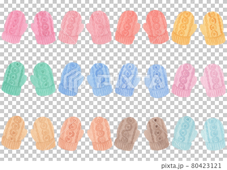 [Watercolor] Illustration material of gloves and mittens 80423121