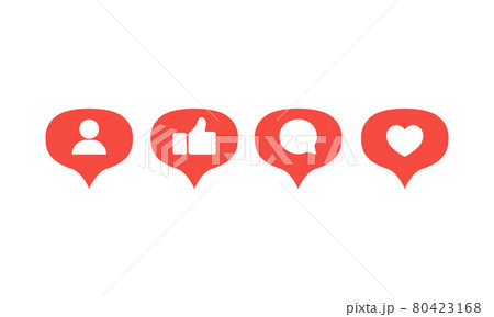 Like, follower, comment icons. Vector illustration. Vector on isolated white background. EPS 10 80423168