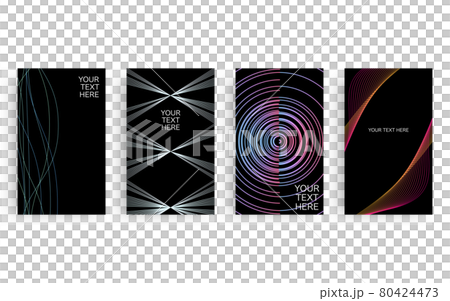 アブストラクト背景を使ったカードデザイン4種類 シックな黒背景のイラスト素材