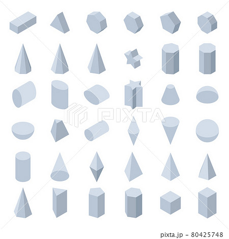 3D geometric shapes set. 3D geometric shapes set. 80425748