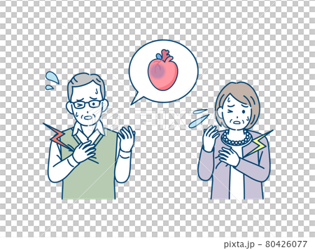 老人，老年男女，心肌梗塞，主動脈瘤，乳腺癌，插圖素材 80426077