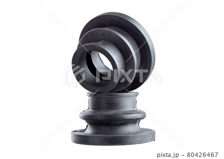 set automobile axle boots or kit CV joint boots black rubber flexible cover to protect against dust and moisture car spare parts isolated on white background. 80426467