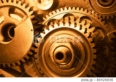 engine gears wheels, closeup view engine gears wheels, closeup view 80426836