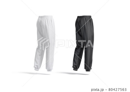 Blank black and white sport sweatpants mockup, back side view 80427563