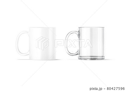 Blank ceramic and glass 11oz mug with handle mockup stand 80427596
