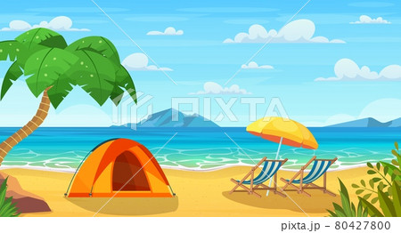 Summertime on the beach. Palms and plants around 80427800