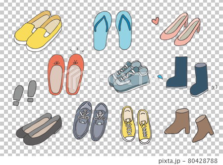 いろんな靴の手描きイラスト(カラー) いろんな靴の手描きイラスト(カラー) 80428788