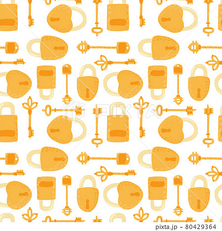 Key and lock seamless pattern isolated on white background. 80429364