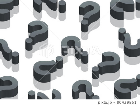 モノクロの立体的なハテナマークのイラスト no.01 80429861