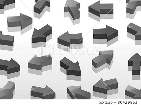 バラバラに並んだモノクロの3D矢印イラスト no.01 80429863