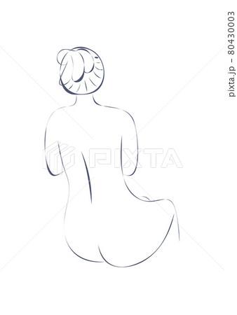 Woman silhouette, female body, body positive, cosmetic concept, black on white 80430003