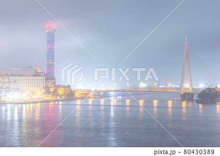 舞洲スラッジセンター 霧の夜景 80430389