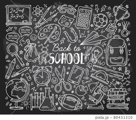 Back to school education set of doodle icons 80431310