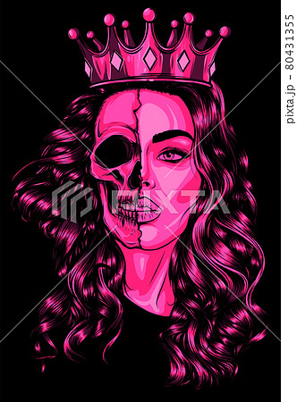Skull girl with a crown. Vector illustration design Skull girl with a crown. Vector illustration design 80431355