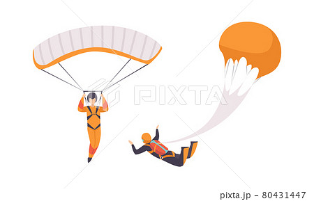 Paratroopers Jumping And Flying With のイラスト素材