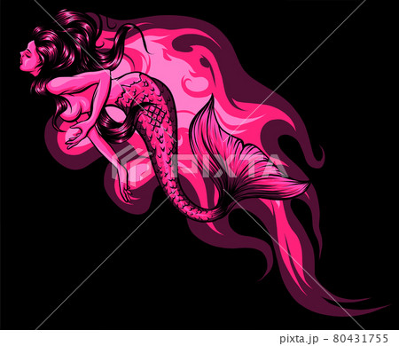 vector ilustrarton of mermaids Siren. art designm 80431755