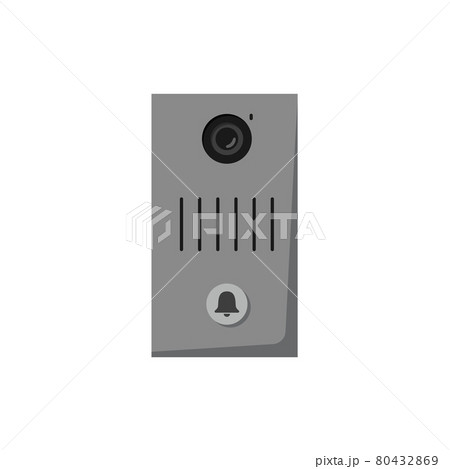 Intercom outdoor security panel with camera, flat vector illustration isolated. Intercom outdoor security panel with camera, flat vector illustration isolated. 80432869