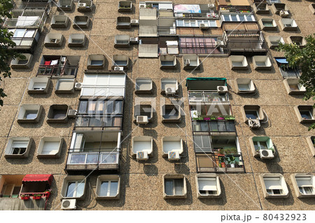 background of window residential building in New Belgrade 80432923