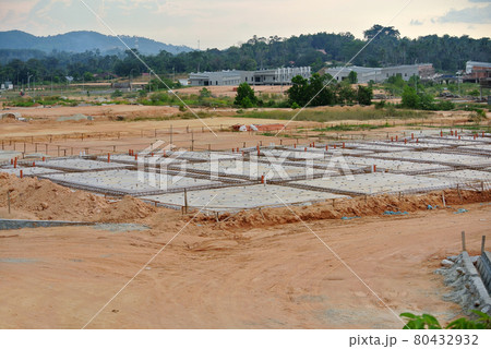 CYBERJAYA, MALAYSIA -SEPTEMBER 10, 2013: Construction site at early stage during daytime. Some area earthwork still ongoing.  80432932