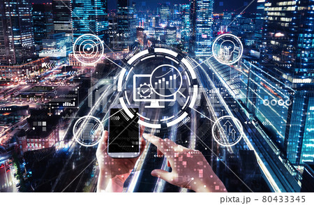 Marketing Strategy concept with person using smartphone 80433345