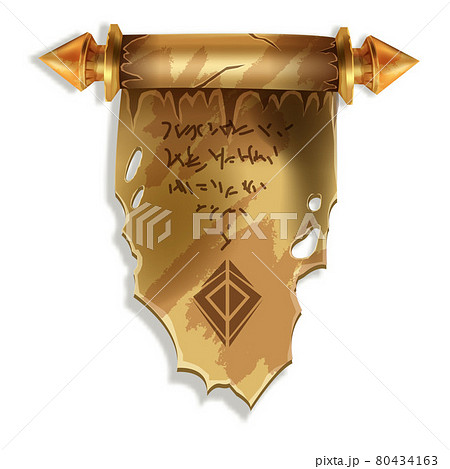 Ancient parchment scroll vector illustration, old paper roll, antique document isolated on white Ancient parchment scroll vector illustration, old paper roll, antique document isolated on white 80434163