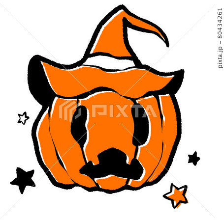 帽子をかぶったオレンジ色のカボチャのイラスト素材