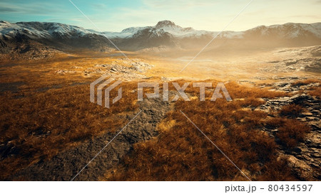 small lakes in Canada near mountains 80434597
