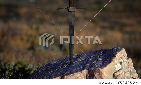 famous sword excalibur of King Arthur in the rock famous sword excalibur of King Arthur in the rock 80434607